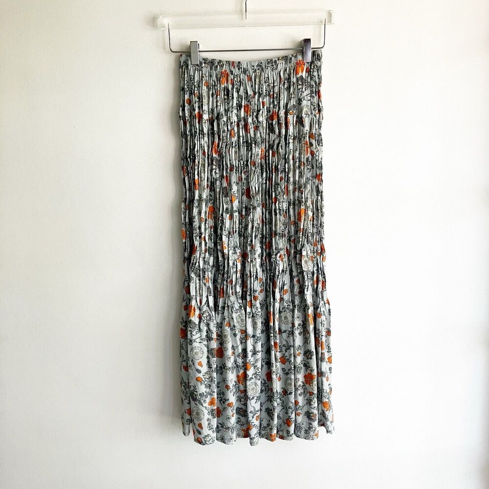 Uniqlo Ines De La Fressange Size Small Crinkle Pleated Floral Print Maxi Skirt